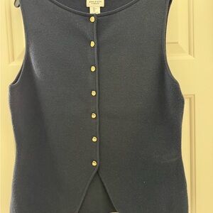 Song of Style Navy Sleeveless Knit Sweater Vest with Gold Buttons